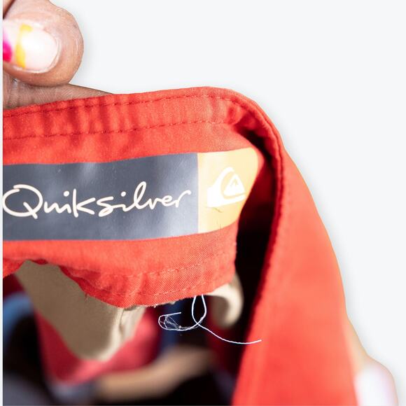 Quicksilver Red Blue Tan Plaid Mens Board Shorts M - Picture 3 of 5